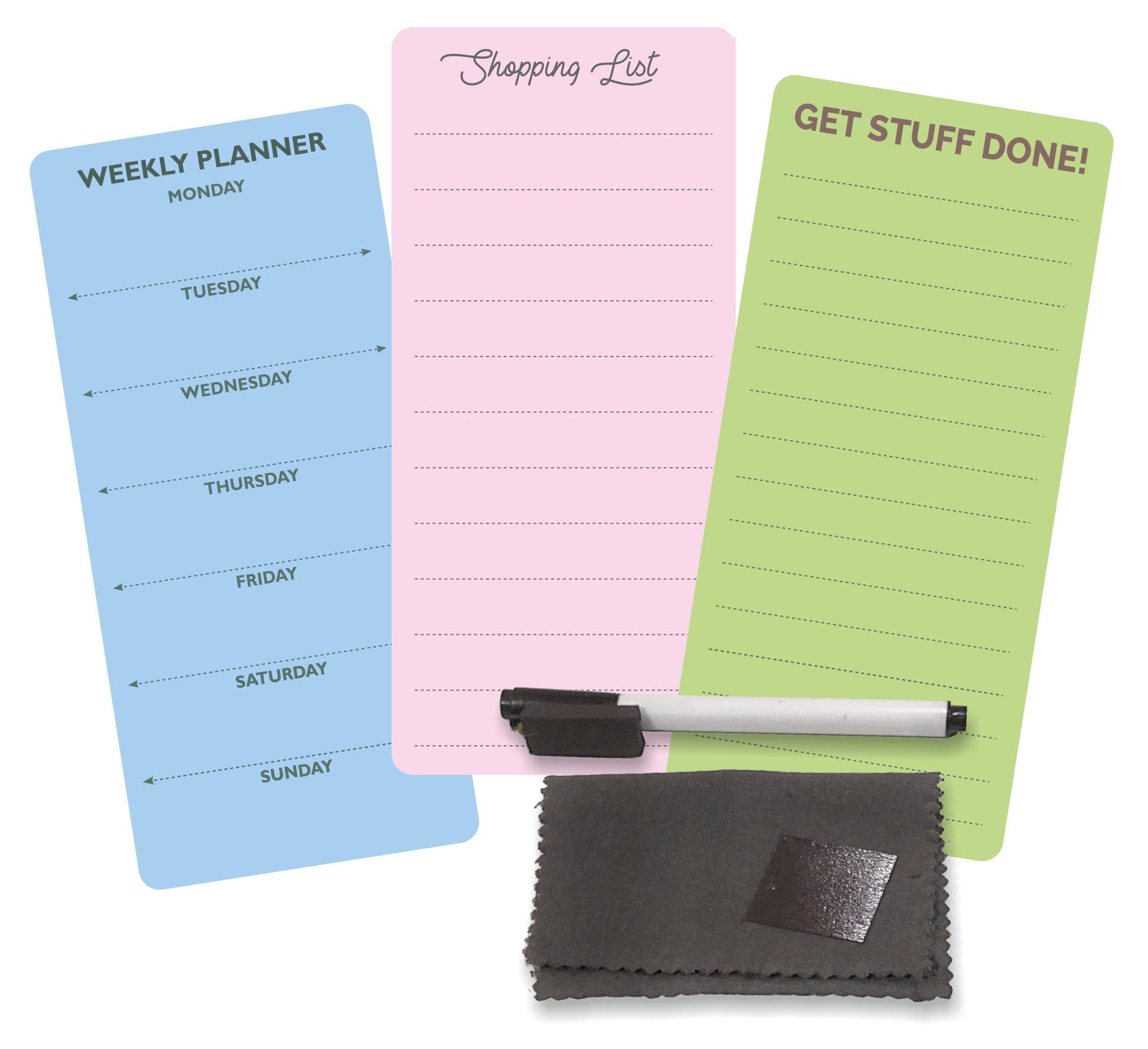 MFM TOYS XOXOMags Mini Fridge Magnet Write-Erase Planner Board - for Daily and Weekly Tasks, Meal Planner, Organizer, Shopping Checklists for Home and Office (Pastel Combo 2)