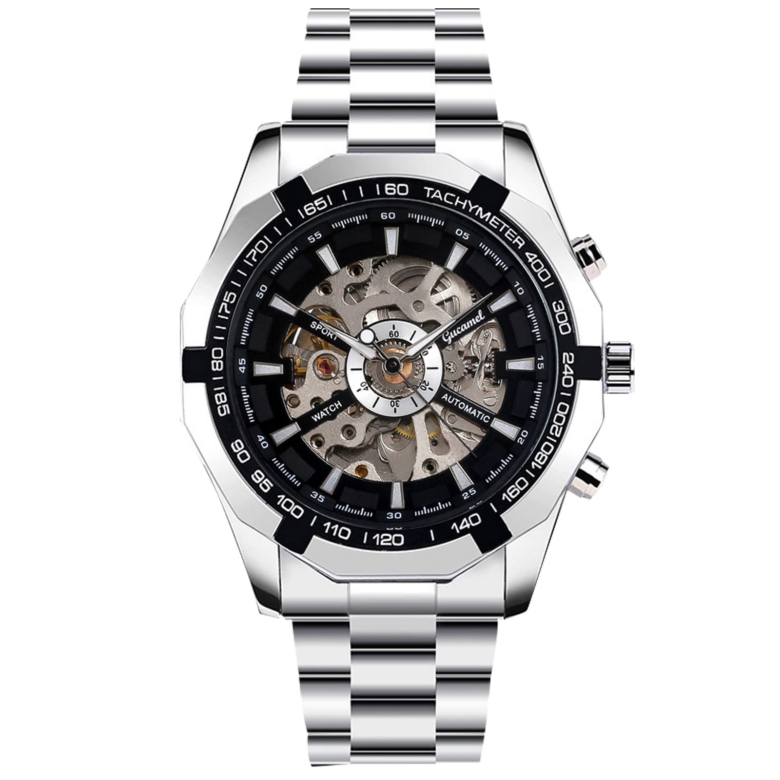 RORIOS Relojes Hombres Mecánico Automático Relojes Luminoso Reloj con Correa de Acero Inoxidable Militar Deportivo Relojes de Pulsera
