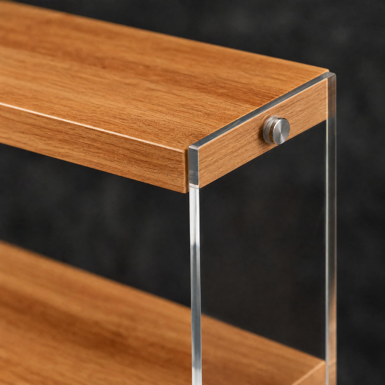 Qianly Vitrine Table Cvercle Pssière Peu Encombra Armoire Étagères à Grain Bois Épais pr Salon , 30CM , 4 Étages