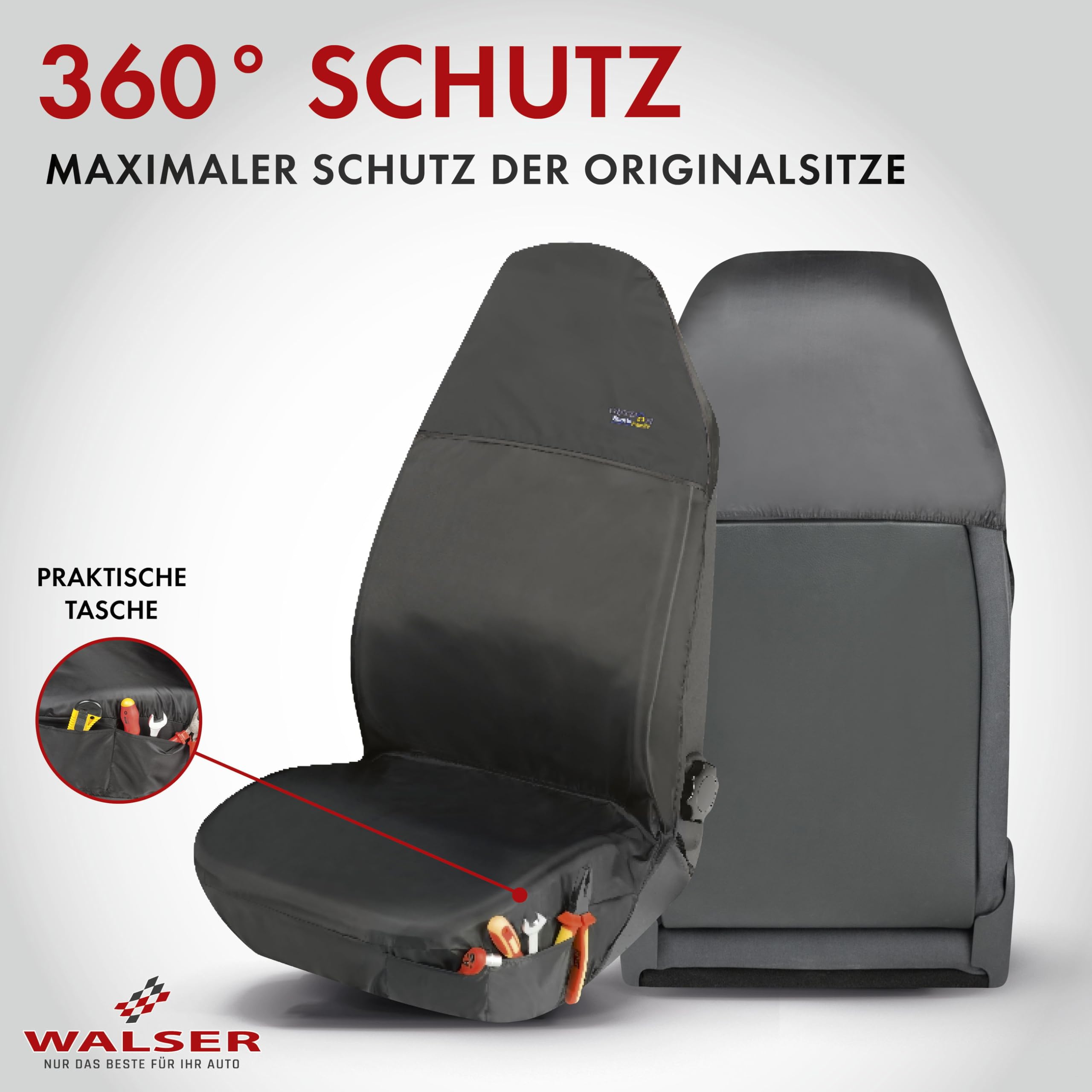 WALSER 10519 Coprisedile In Tessuto Antracite Per VW T6 – Singolo Posteriore, Compatibile Con Bus E Furgone 04/2015-2019, Copri Poggiatesta Incluso