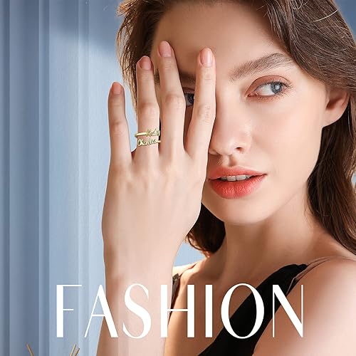 Miniatura 6 de Anillo personalizado con doble nombre para mujer, anillo de oro personalizado con nombres, anillos de promesa para su madre, regalos personalizados