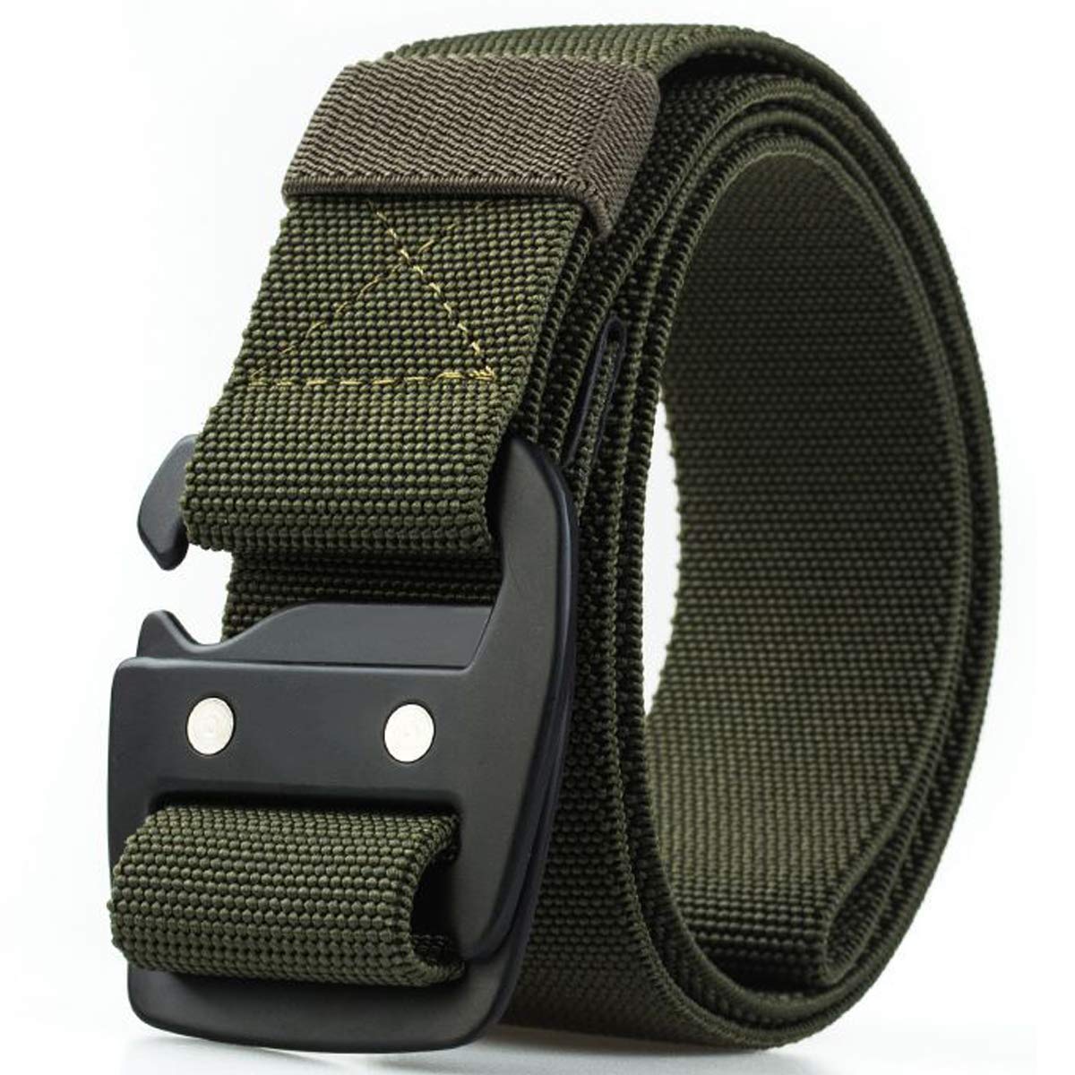 WYuZe Men's Stretch Tactical Belt Heavy Duty Metal Buckle, 1.5" Elastic Military Nylon Belt for Work Sports Hiking