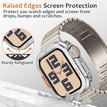 Amizee Metal Case Compatible with Apple Watch SE 3/2/1 Series 6/5/4 44mm with Back Cover, Rugged Protective Bumper Cover for iWatch 44mm, Silver