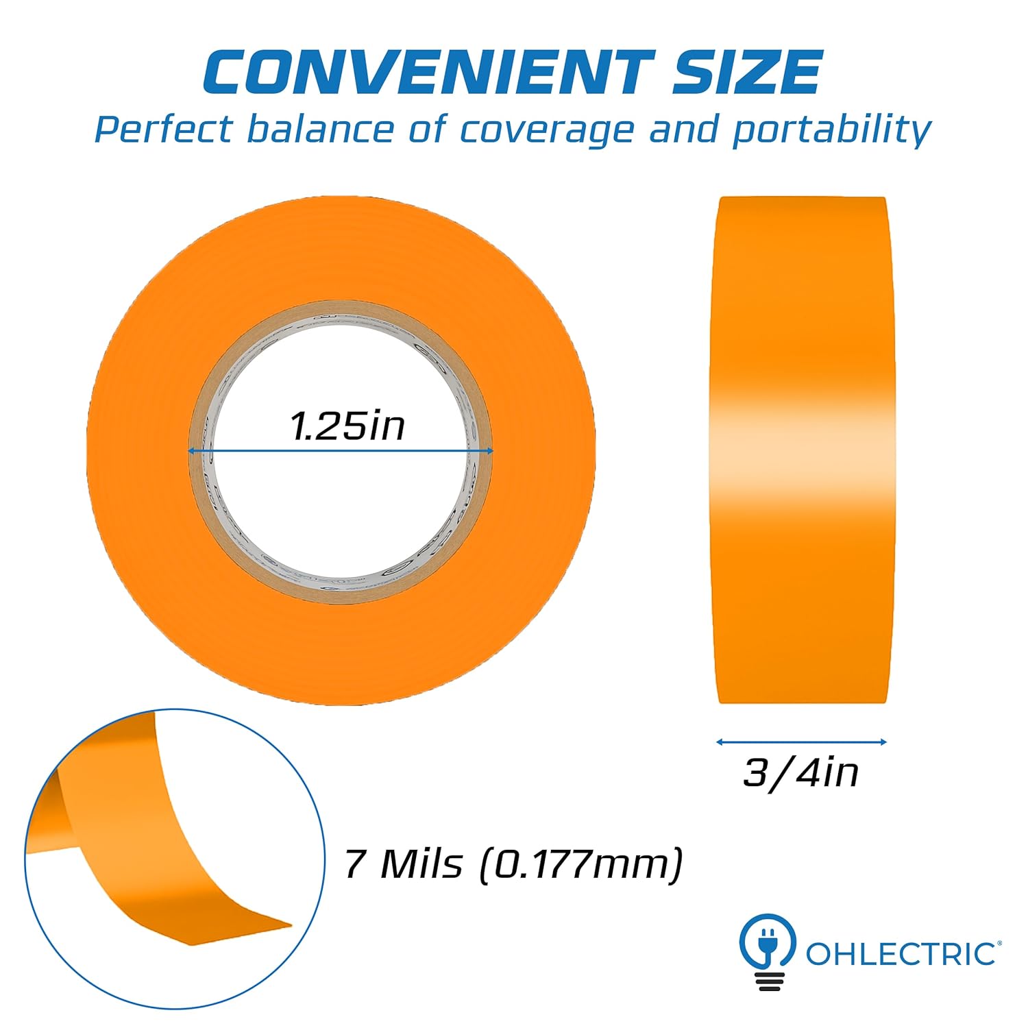 OHLECTRIC Professional Grade Vinyl Electrical Tape (10 Pack) Orange - 7 Mil Thick Flame-Retardant, Heat & Weather Resistant 3/4 Inch x 60 Feet | Ideal for Contractors & Electricians