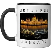 Budapest Hungary Skyline Souvenir Vintage Ceramic Mug, Black/White, 11oz