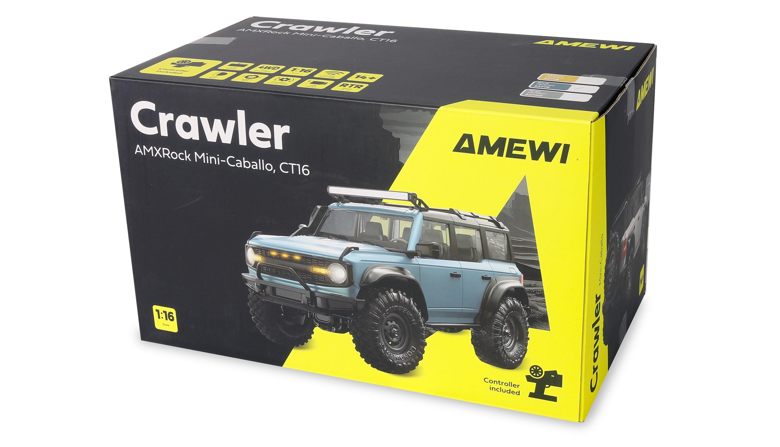 Amewi AMXRock Mini Caballo Scale Crawler 4WD 1:16 RTR grigio con telecomando, batteria, cavo di ricarica