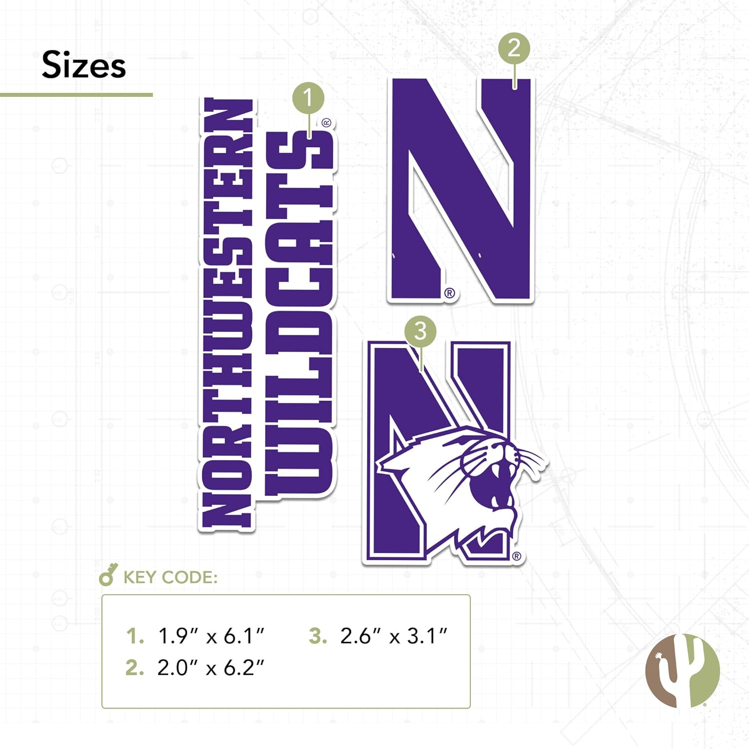 Desert Cactus Northwestern University Sticker NU Wildcats Vinyl Decals Laptop Water Bottle Car Scrapbook T5 (Type 5-1) - Image 4