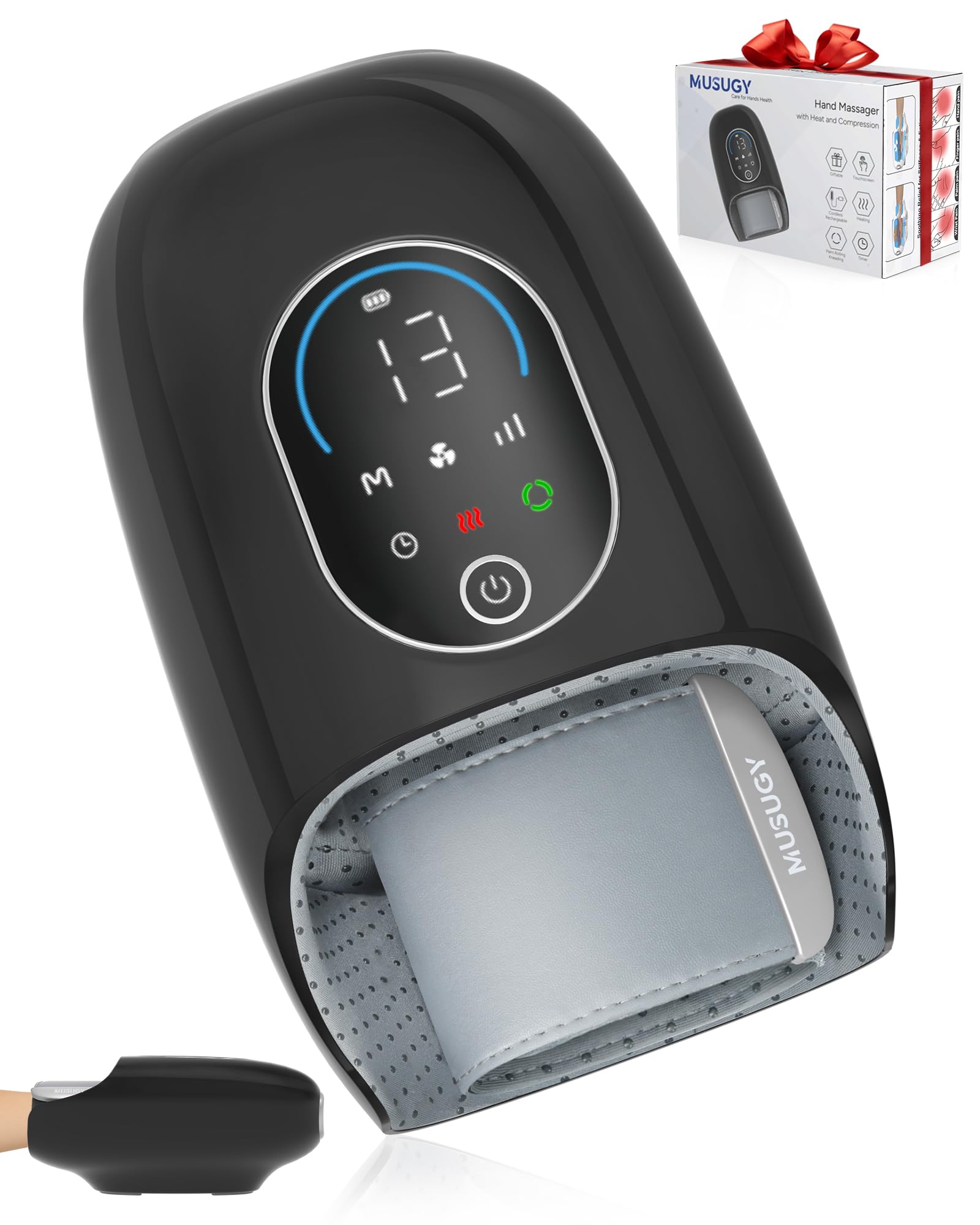 Hand Massager with Heat and Compression – Full-Hand & Wrist Air Massage with Palm Roller – 6 Modes & Intensities – Soothing Comfort for Daily Use