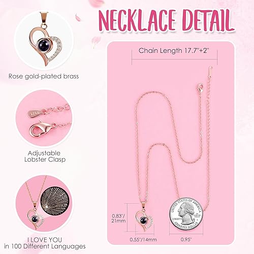 Miniatura 110 de ADDWel Rose Gifts for Women - Preserved Real Roses Forever Purple Flowers with I Love You in 100 Languages Necklace and Cute Moss Bear for