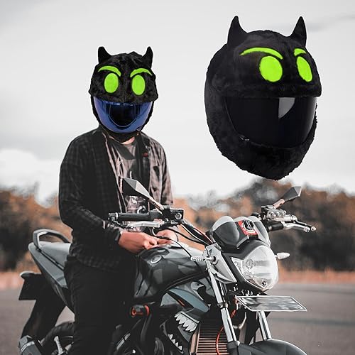 Miniatura 7 de 1 pieza Funda para casco de motocicleta, 40 cm x 28 cm x 26 cm Diablo pequeño Funda decorativa de tela suave para ambiente festivo de Halloween,