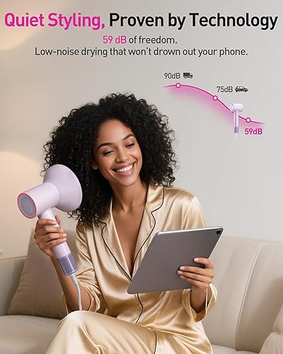 Miniatura 6 de Zibtes Secador de pelo y secador de pelo iónico de plasma, motor sin escobillas de alta velocidad de 110,000 RPM, iones negativos para secado rápido