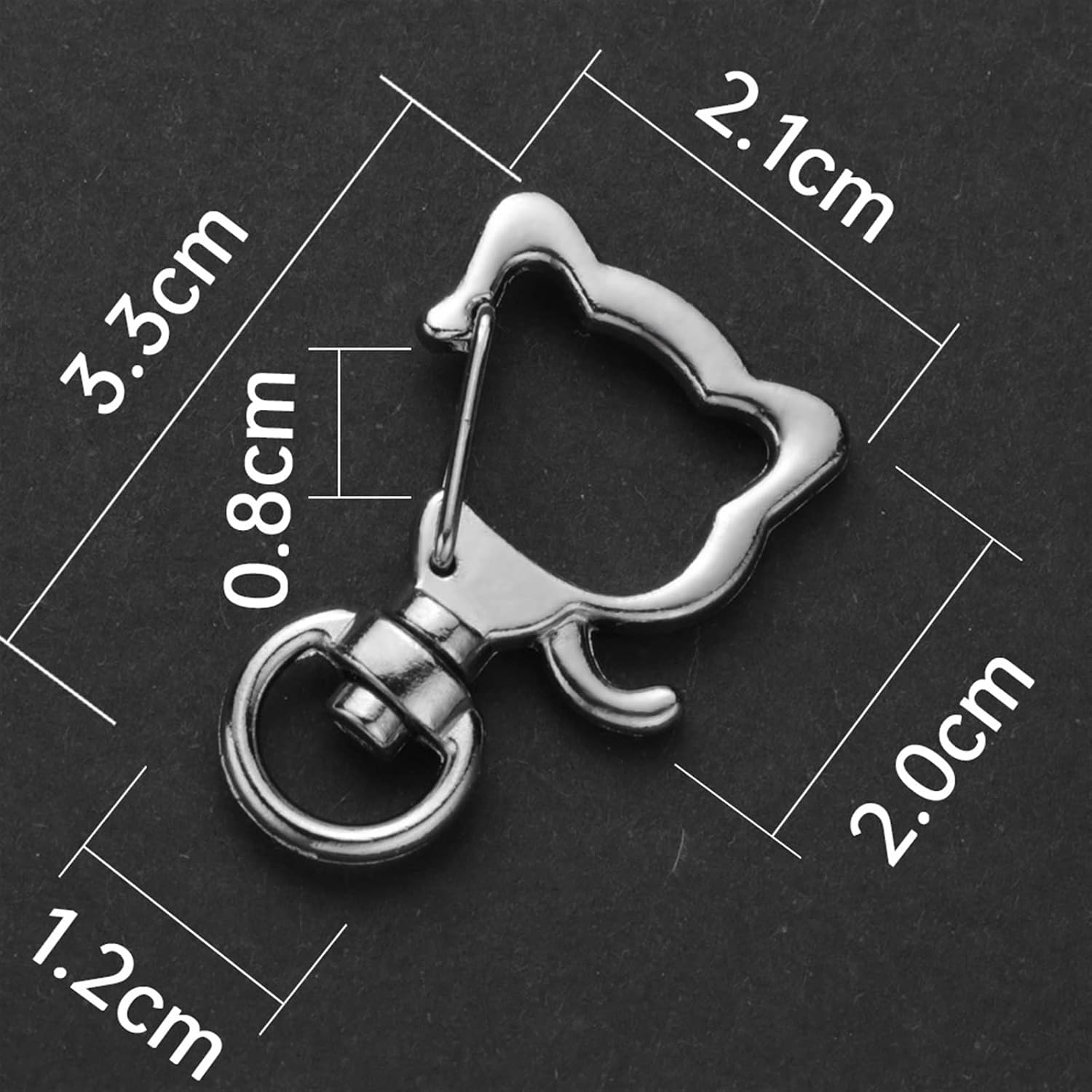 YANHAO 5Pcs Cute Cat Keychain Lobster Clasp Dog Collar Buckle Bag Chic Charm Key Ring Chain for DIY Jewelry Accessories (Color : Silver)