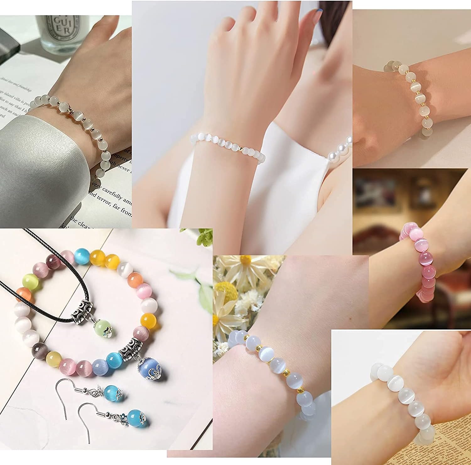 HAAMIIQII 60pcs 6mm Dark Blue Cat Eye Beads Round Loose Gemstone Beads for Jewelry Making Strand 15 Inch - Image 3