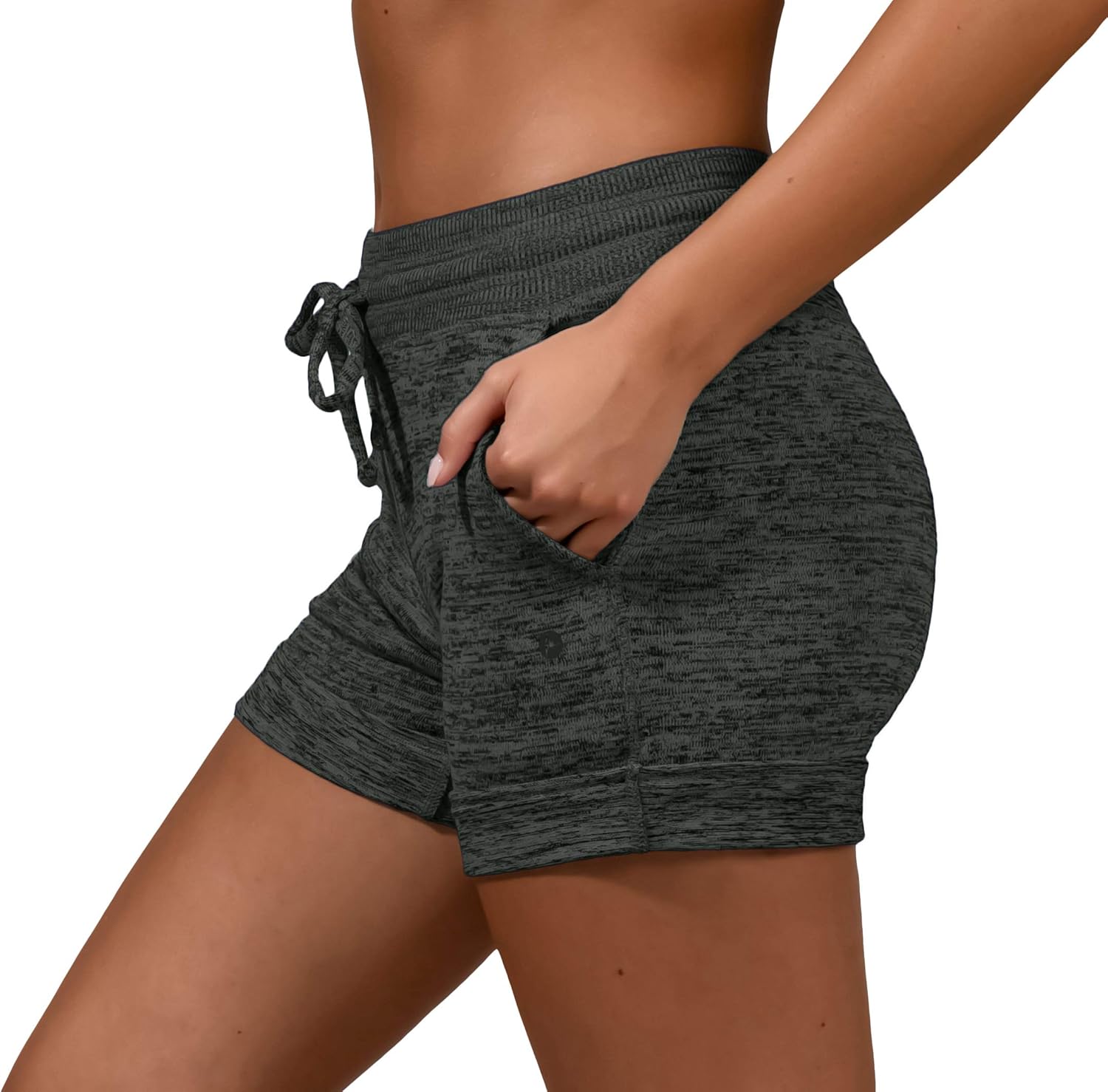 90 Degree By Reflex Soft and Comfy Activewear Lounge Shorts with Pockets and Drawstring for Women | 