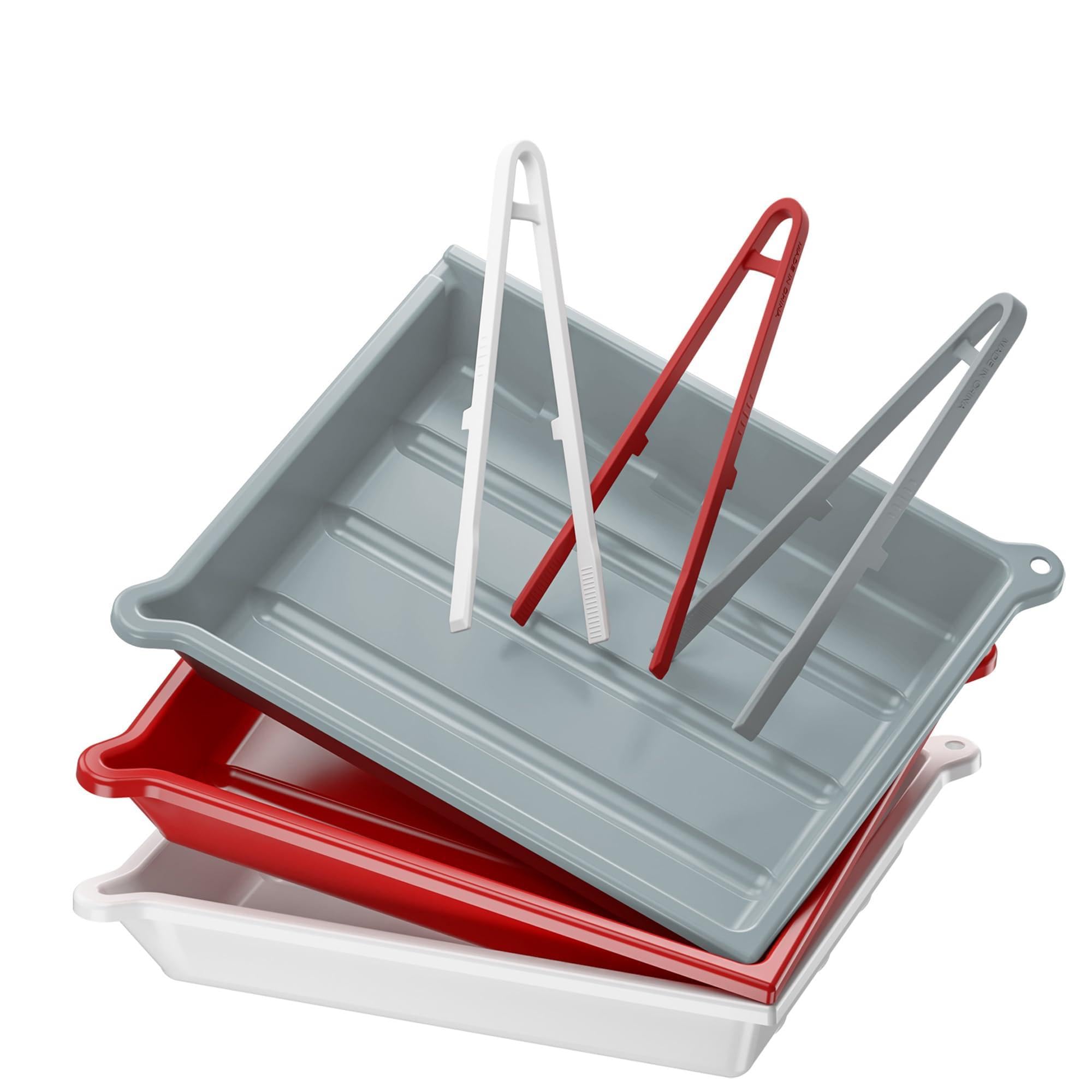 JJC 13x15 Darkroom Print Film Developing Photo Tray Set with Print Developing Tongs for Photography Enthusiasts, Large Photo Processing Tray Film