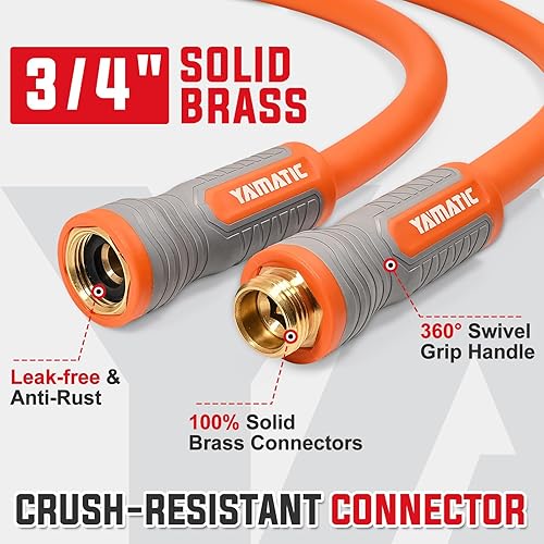 Miniatura 5 de YAMATIC Manguera de jardín de 5/8 pulgadas x 75 pies, manguera de agua ultra flexible con 2 juegos de manguera de jardín de acero inoxidable juego