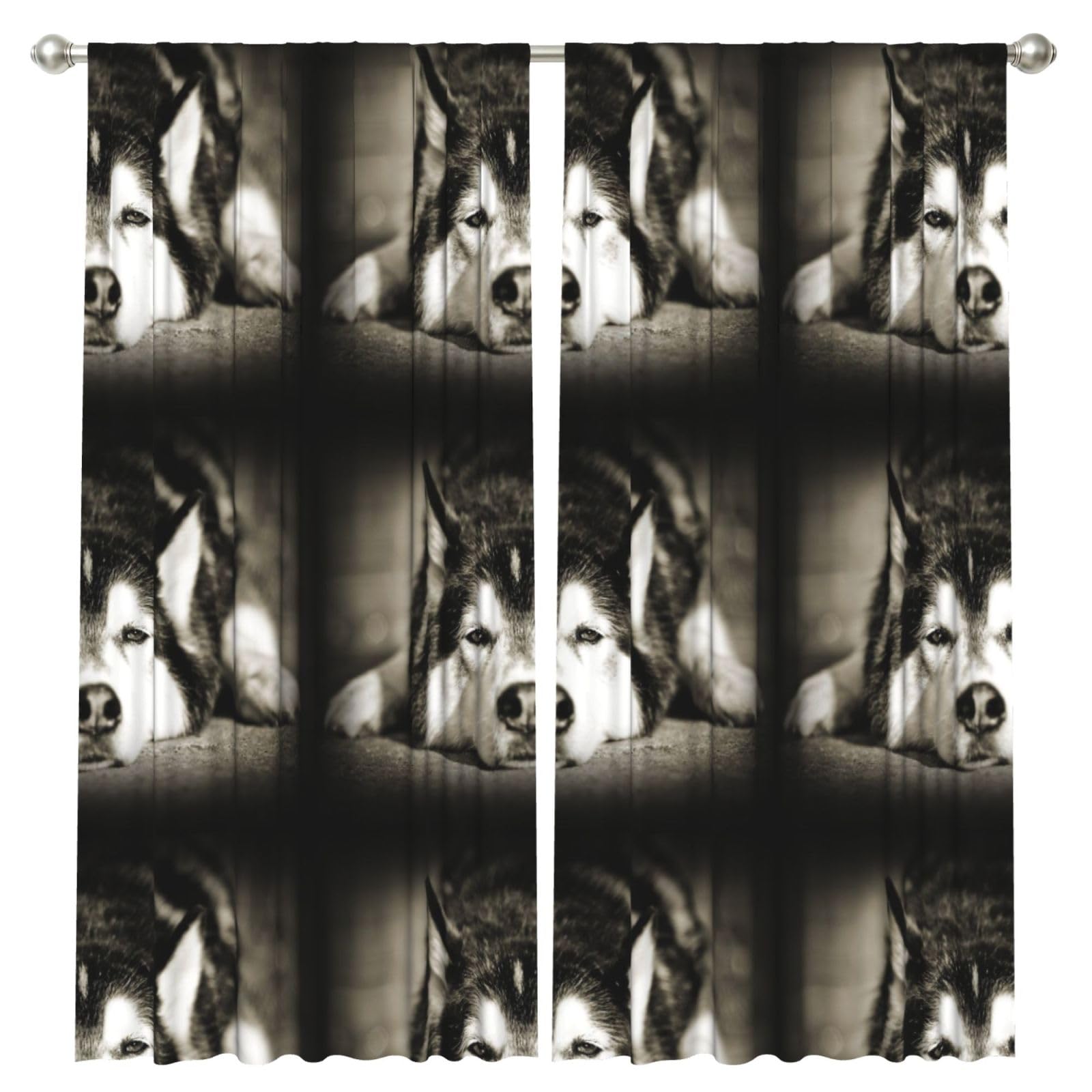 InOmak Siberian Husky, 2 Panels Window Curtains 52 x 84 Inch Blackout Curtains for Living Room Bedroom