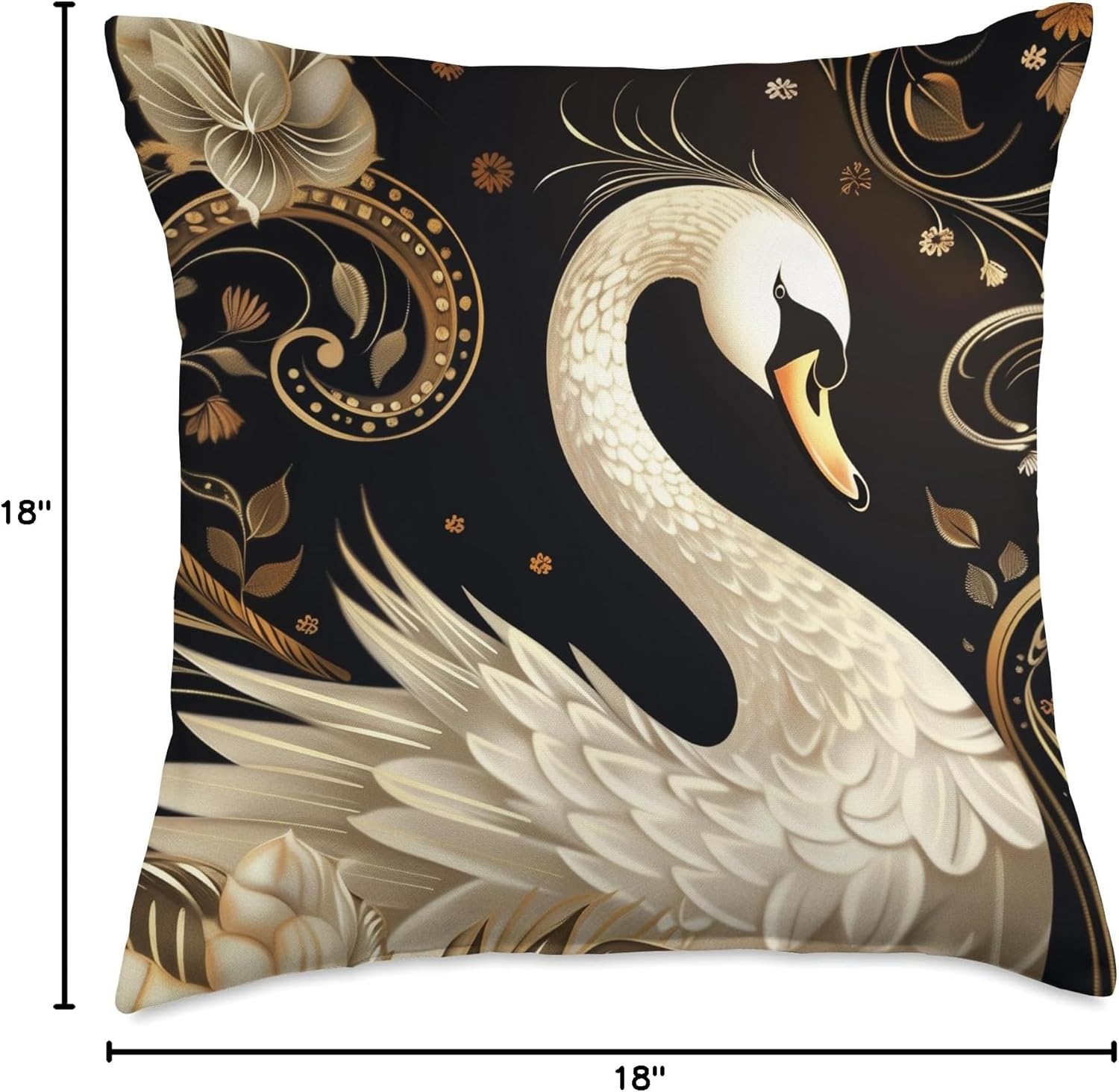 Swan Bird Lovers Art Deco Vintage Throw Pillow