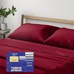 THREAD SPREAD 100% Egyptian Cotton Sheets Queen Size - Luxury 1000 Thread Count Cotton Sheets Queen Size (4 PC, White), Soft Sateen Weave, Deep Pockets, Easy Fit, Breathable & Cooling Hotel Bedsheets