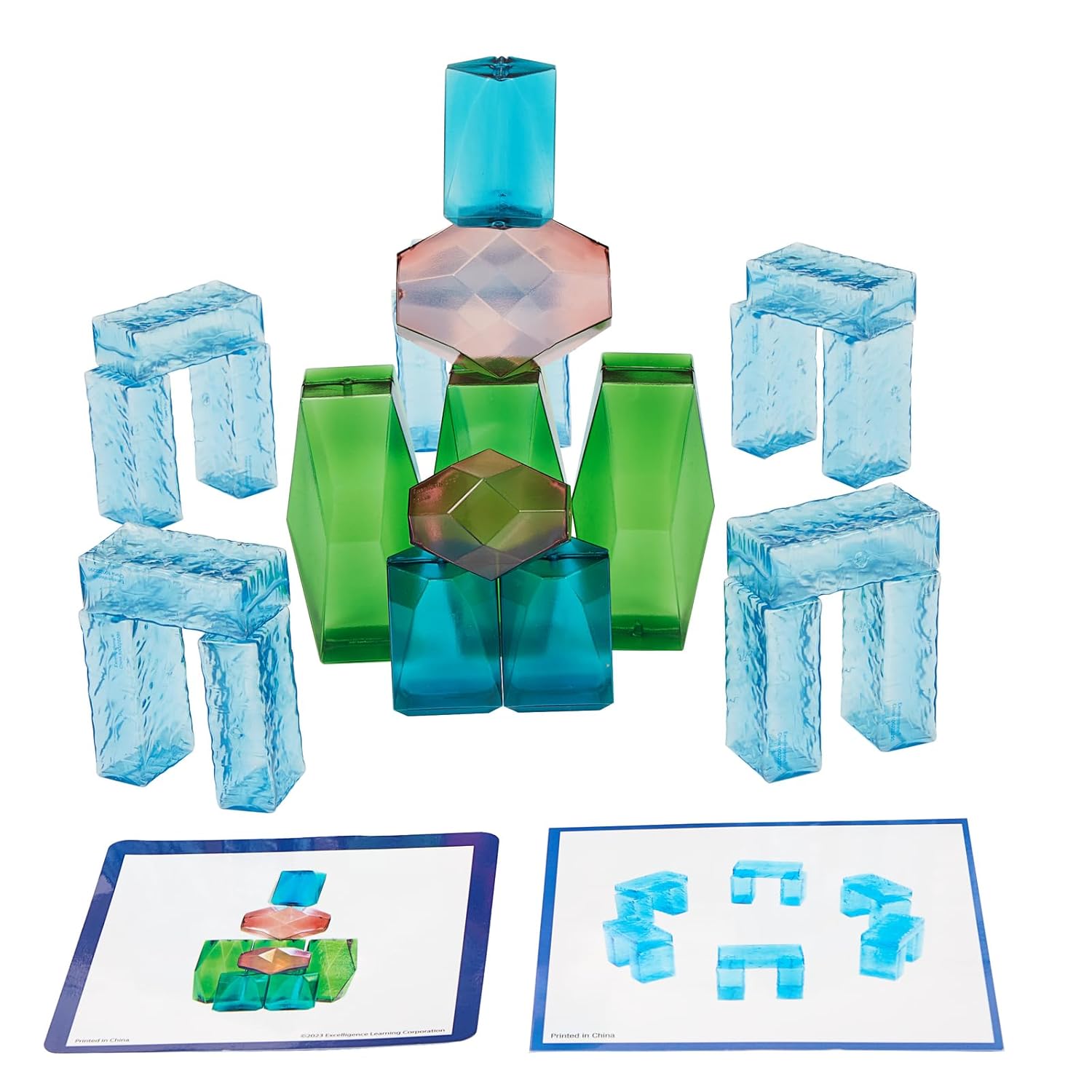 Excellerations Mini Ice Blocks & Stacking Gems - Set of 66, 10 Cards