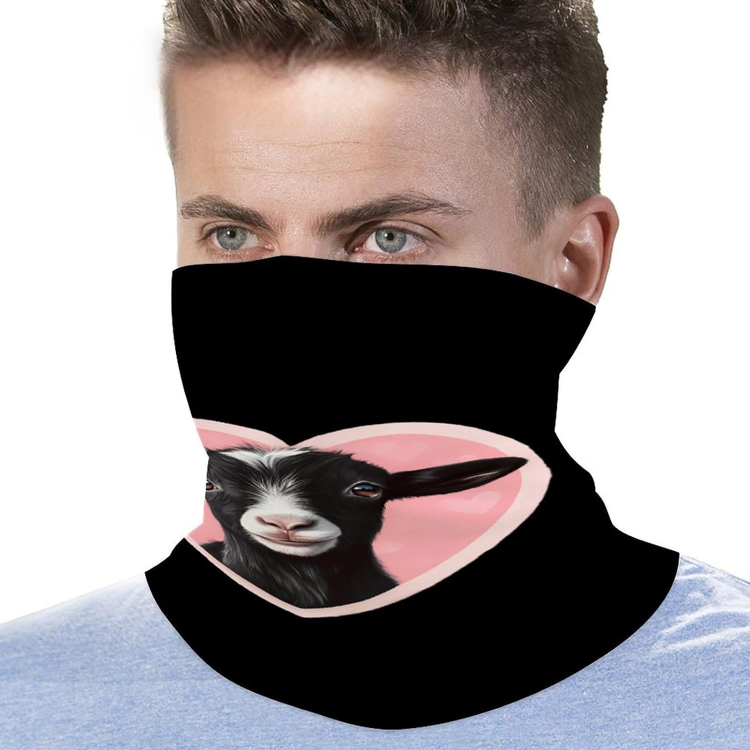 Black Goat in Love Neck Gaiter Windproof Face Mask Bandanas for Men Women Cold Weather Scarf