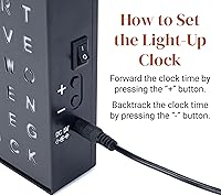 Vista 5 de Reloj de palabras Stiles, reloj de escritorio LED moderno de 20 cm por 20 cm con cable USB, aluminio, único con palabras, contemporáneo, para sala
