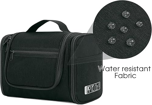 Miniatura 5 de WANDF Neceser colgante grande para viaje, organizador de maquillaje cosmético, resistente al agua, bolsa de baño para mujeres y hombres (negro)