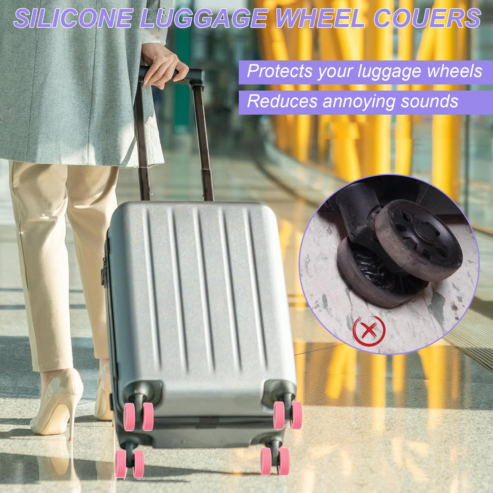 Copriruote Per Valigie In Silicone - Set Da 8 Pezzi Colorati Antirumore E Antiusura