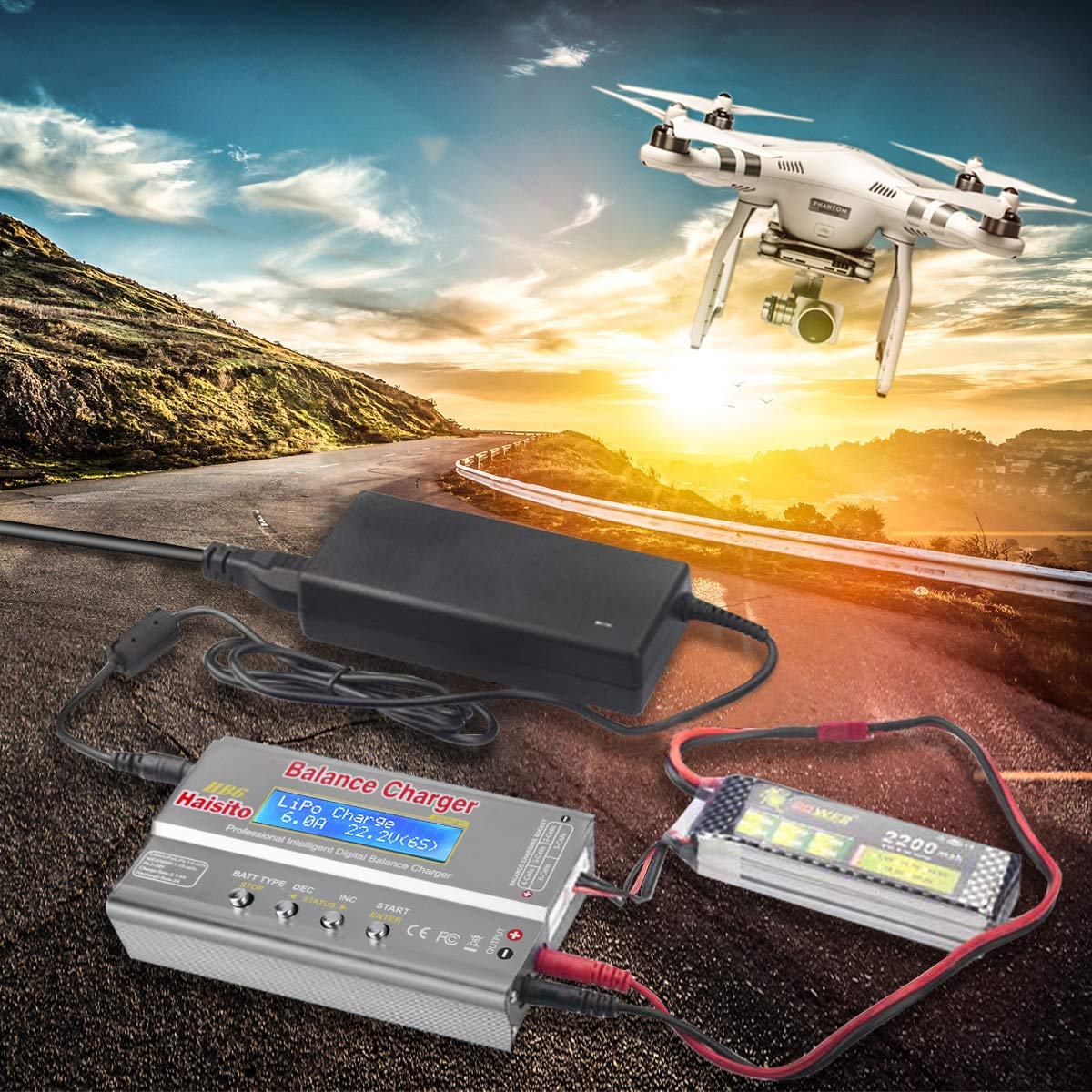 Haisito Cargador de Equilibrio de 80W 6A para Batería LiPo/Li-Ion/Life (1-6S), NiMH/NiCd (1-15S) - Descargador RC Hobby con Adaptador de CA