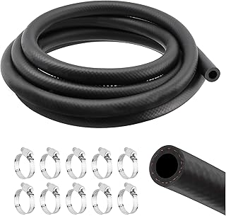 3/8" Fuel Line Hose Tool Kit,NBR Fuel Hose 10Ft with 10 Steel Fuel Line Clamps 300 PSI for Replace Small Engine Fuel Line,Versatile Car Accessories Gas Line Hose for PCV Systems (3/8 inch)