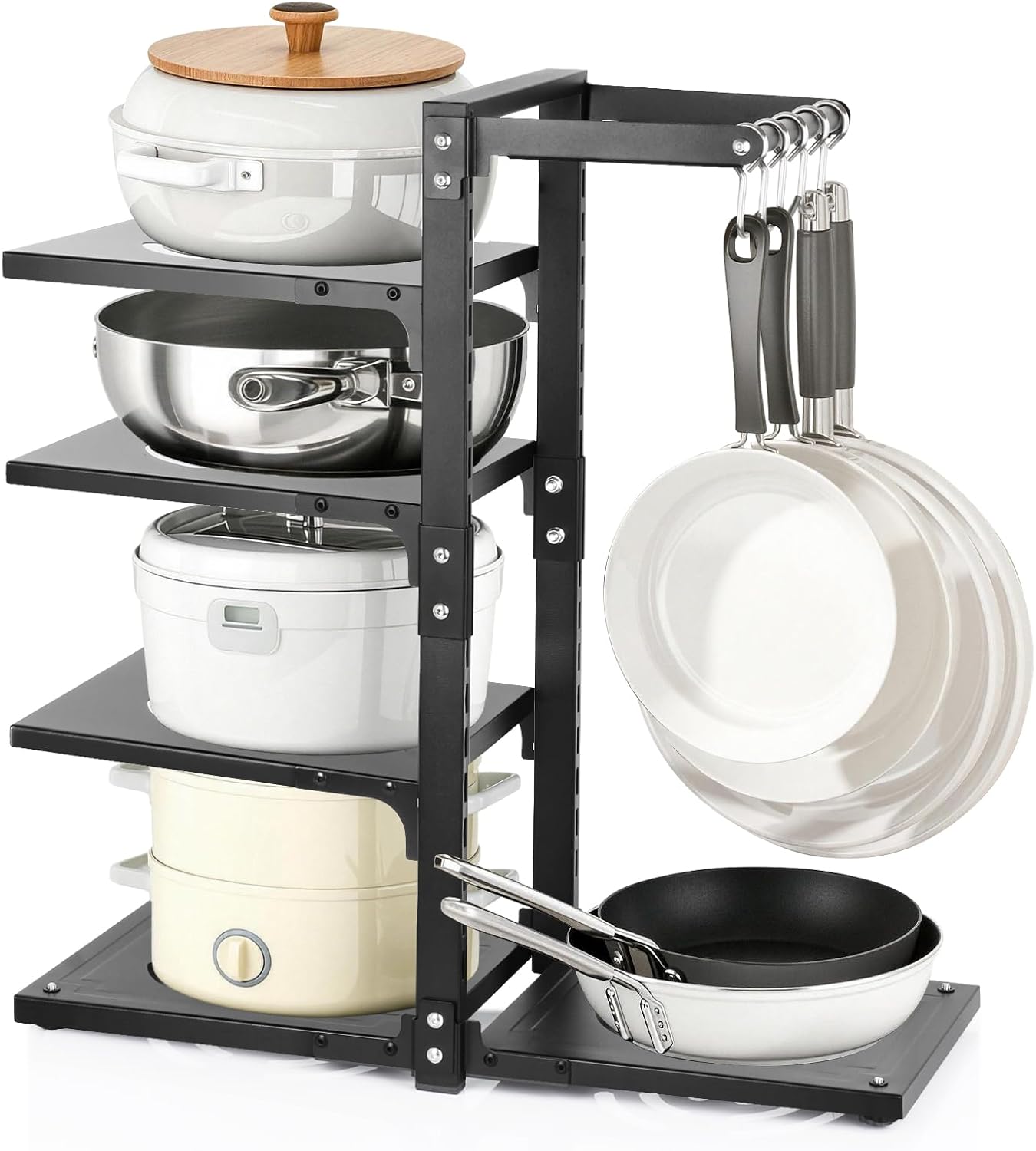 Pot Rack Organizers：CASONNIK 7-Tier Adjustable Heavy Duty Pan Organizer Rack for Cabinet ，Multiple Use Modes，Pot Rack & Pan Rack for Kitchen Counter and Cabinet