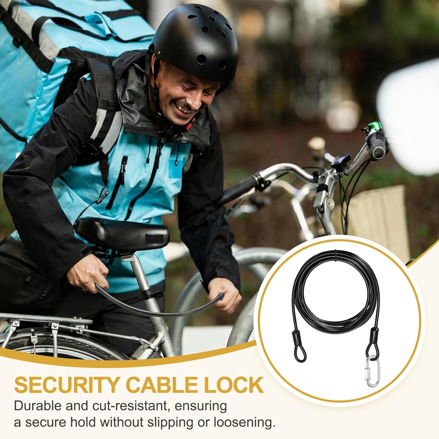 PATIKIL Security Cable Lock (5/32" Dia 8.2ft, Black)(2 Set) Vinyl Coated 304 Stainless Steel Double Loop Flexible Wire Rope Safety Cable with Quick Links Locking Connectors