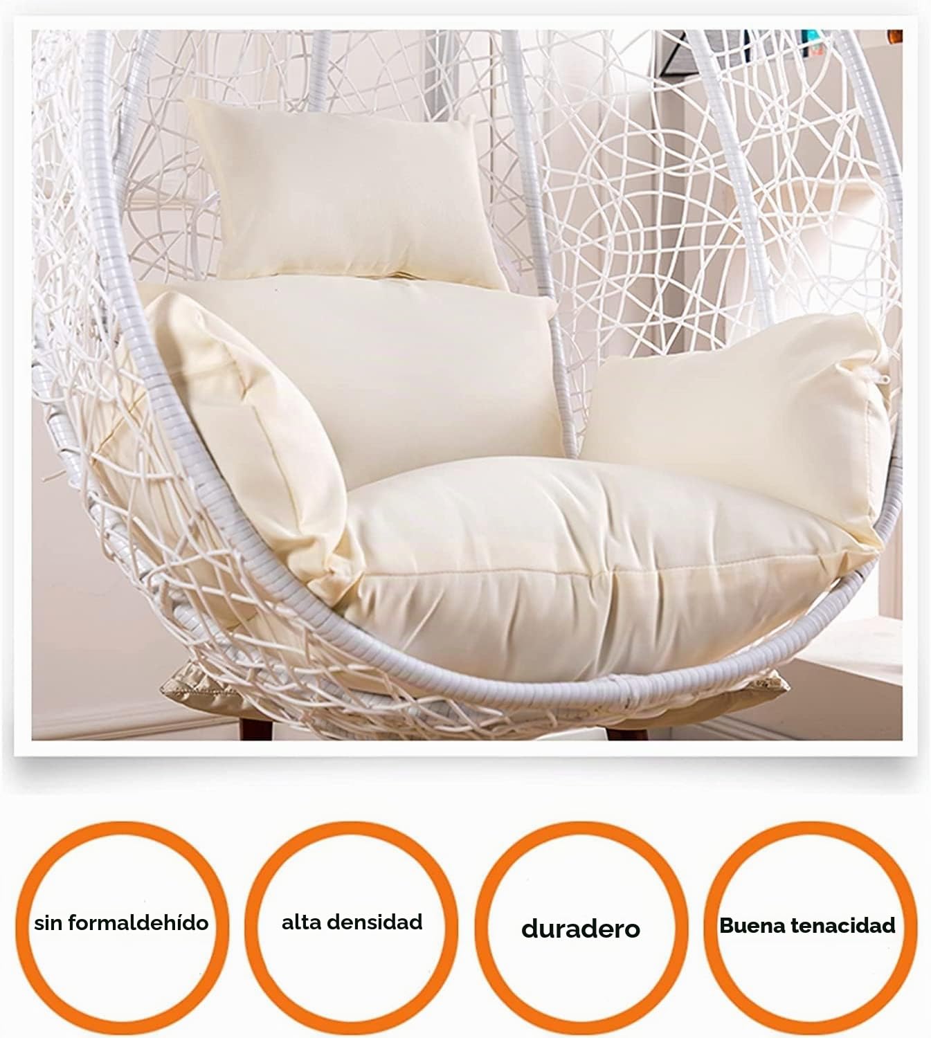 Cojines impermeables de repuesto para silla de huevo, funda de almohada para asiento de columpio para uso en interiores y exteriores, sin relleno, elegante decoración marrón, perfecta para relajación