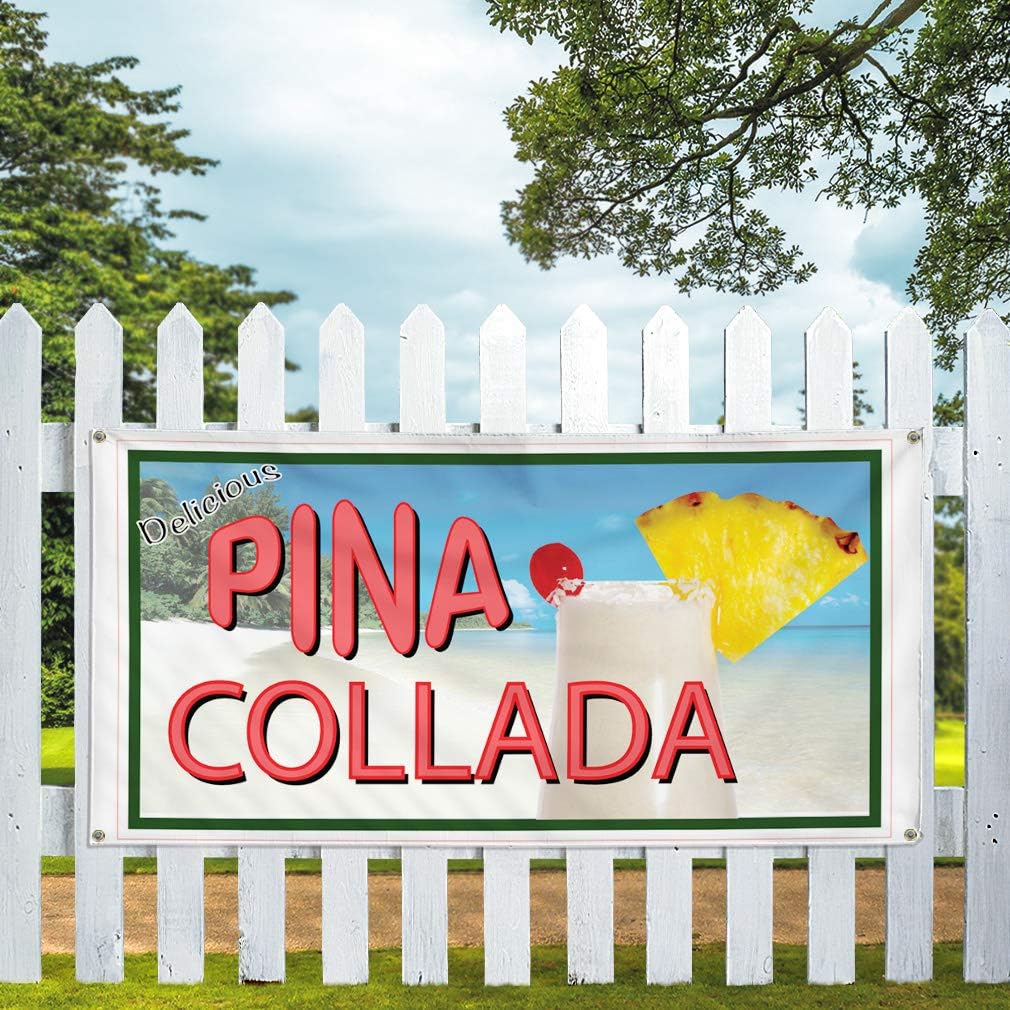 Vinyl Banner Multiple Sizes Pina Colada Restaurant Cafe Bar A Food & Beverage Pineapple Outdoor Weatherproof Industrial Yard Signs White 10 Grommets 60x144Inches