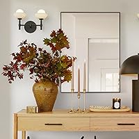 Vista 22 de Espejo de baño plateado de 20 x 36 pulgadas, espejo sin cobre, marco de aleación de aluminio, espejo rectangular montado en la pared, espejo moderno