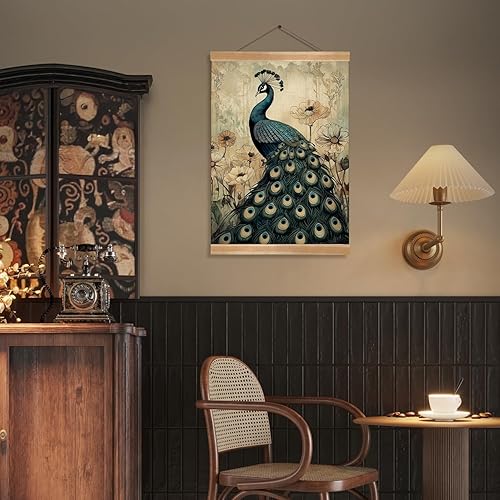 Miniatura 6 de ZTGDA Póster vintage de lienzo de lino con marco de madera, pájaro botánico clásico para colgar en la pared para dormitorio, sala de estar,