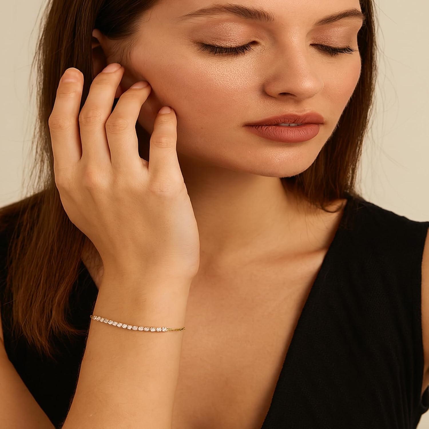 Tennis Bracelet with Sparkling Cubic Zirconia Gold Bracelets for Women Adjustable Birthstone Bracelet Jewelry for Women - Image 5