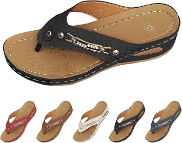 Orthopedic Sandals for Women Summer 2025 Dressy Comfortable Wedge Arch Support Non Slip Flat Flip Flops Casual Slippers
