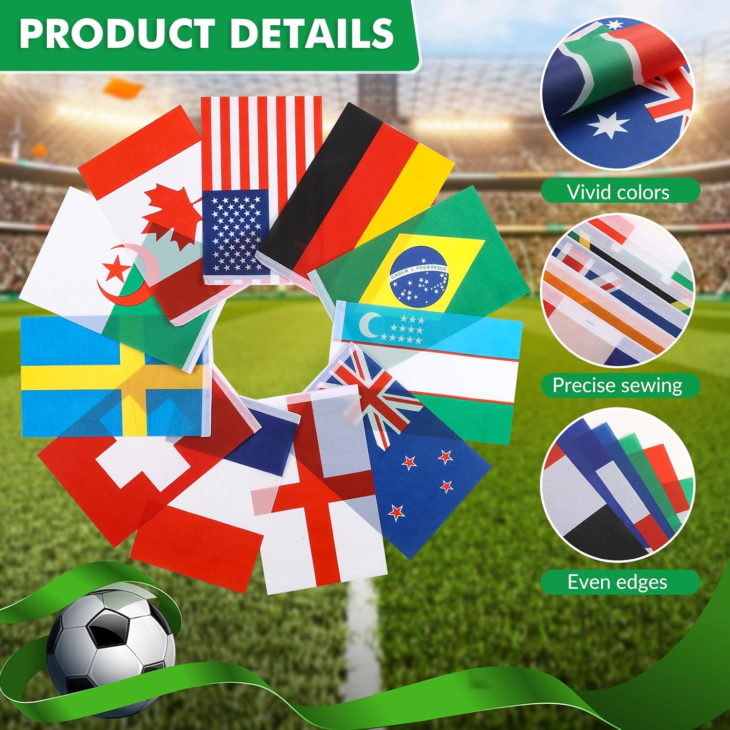48 Countries Flag Banner Garland Bunting, Decorations for 2026 World Cup Soccer Fans, Watch Party, Sports Events, Patriotic Celebrations International Festival 50 Feet