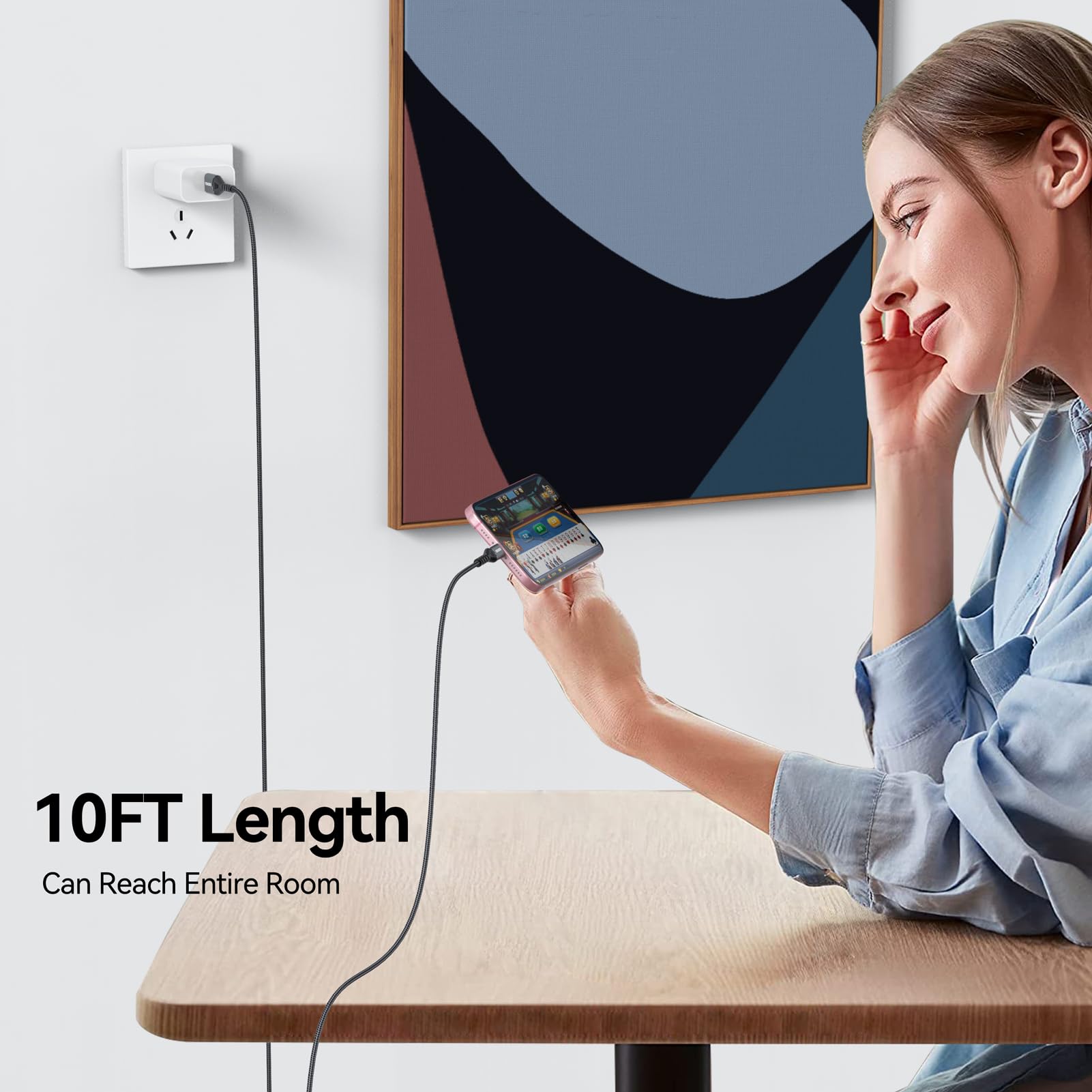 FEMORO Cavo USB C da 3 m, confezione da 10, 60 W, ricarica rapida da USB A a USB C, cavo extra lungo USB2.0 di tipo C per sincronizzazione dati intrecciato per iPad, iPhone15, telefoni Android, Galaxy