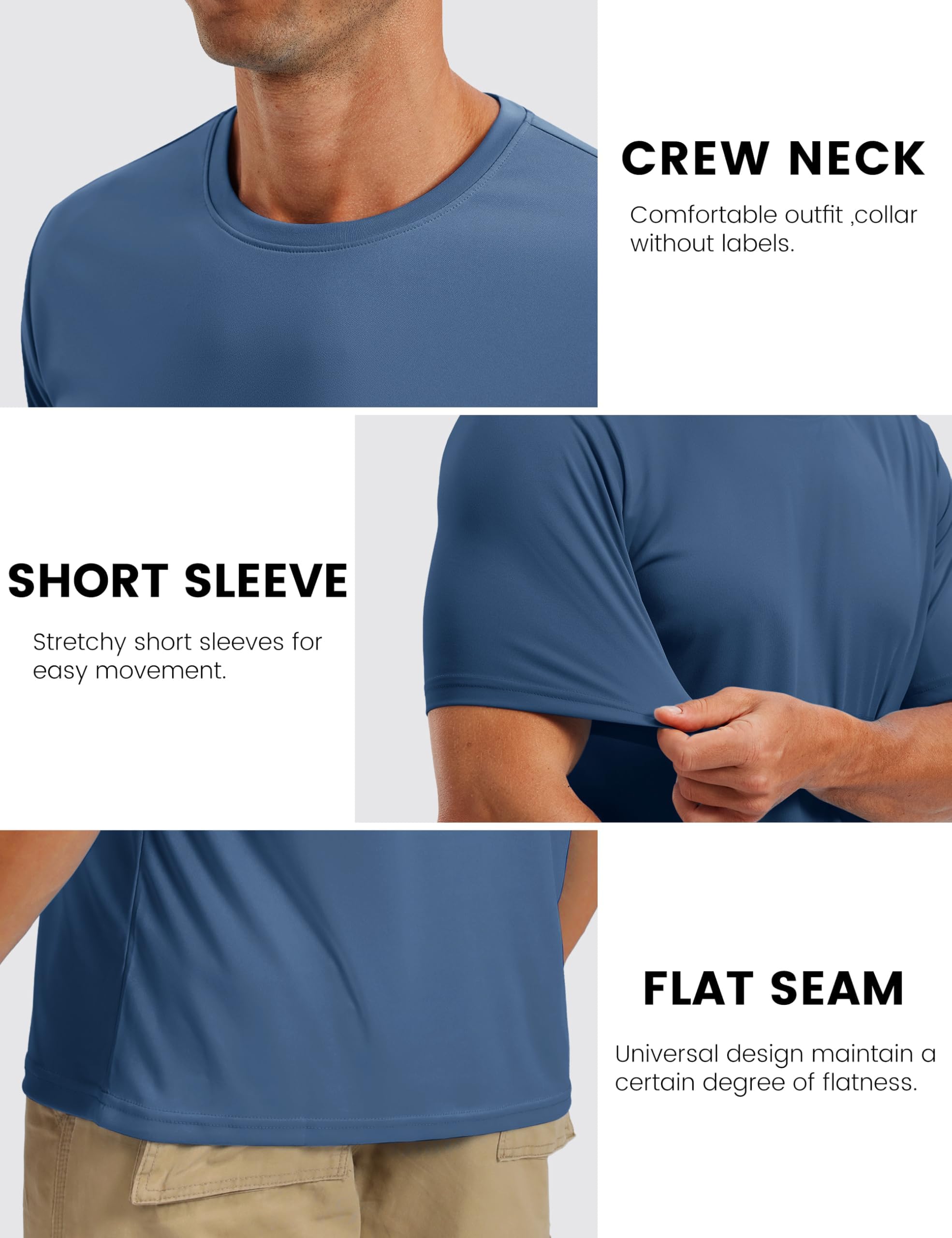 TACVASEN Camiseta de Manga Corta para Hombre Camiseta de Protección Solar Camiseta de Playa Ligera Camisa Protección UV UPF 50+