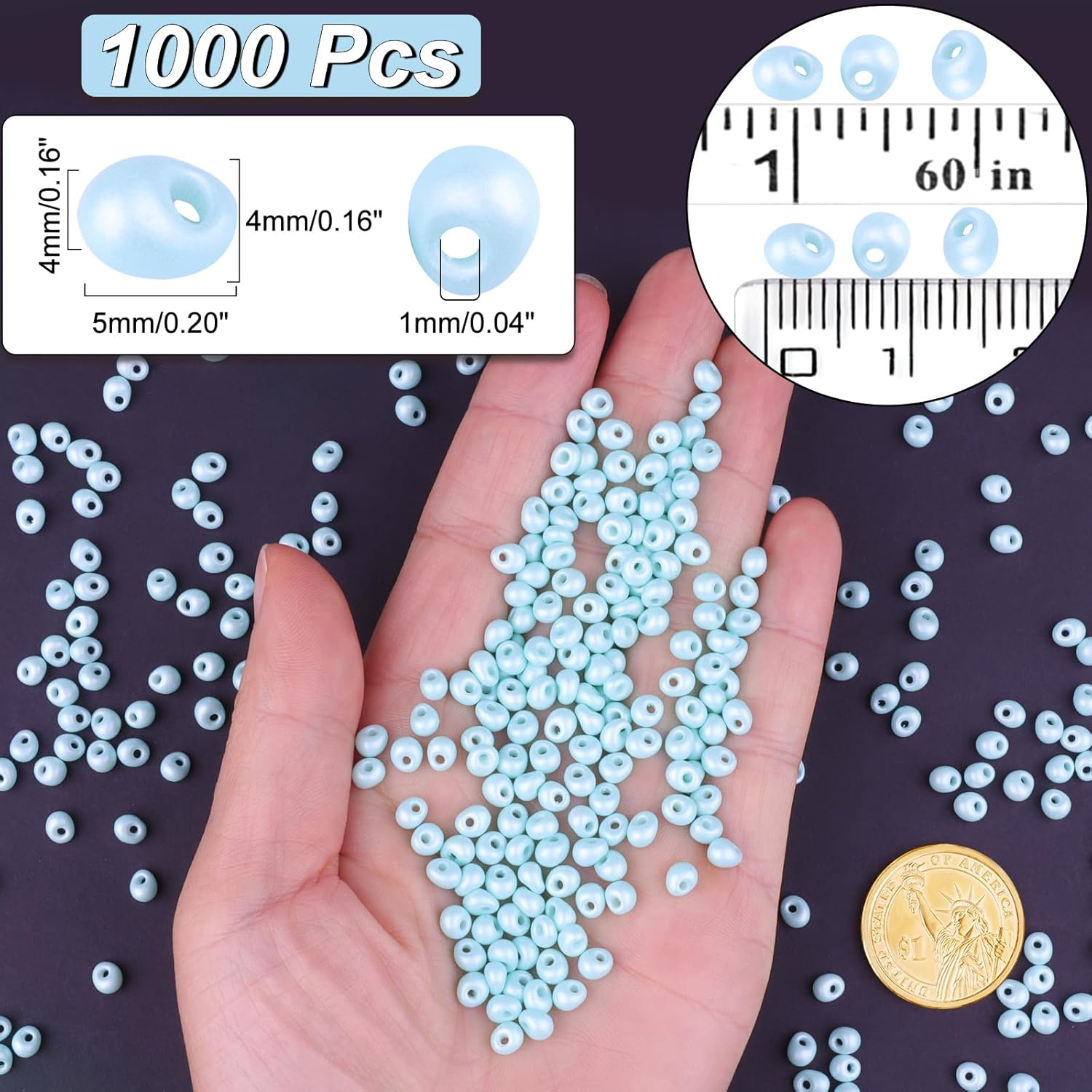 4000pcs Glass Seed Beads Bulk, 3x6mm Teardrop Shape Mint green Seed Beads Small Pony Beads for DIY Craft Projects Bracelets Necklace Jewelry Making - Image 3
