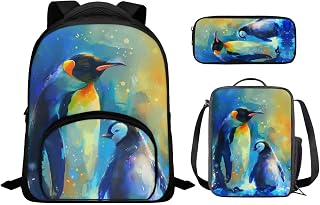 Penguin Kids' Backpacks & Lunch Boxes with Kawaii Pencil Case School Bags Bookbags for Teenage Girls Bookbag Suitable for Various Occasions Such As Traveling,Shopping,Etc