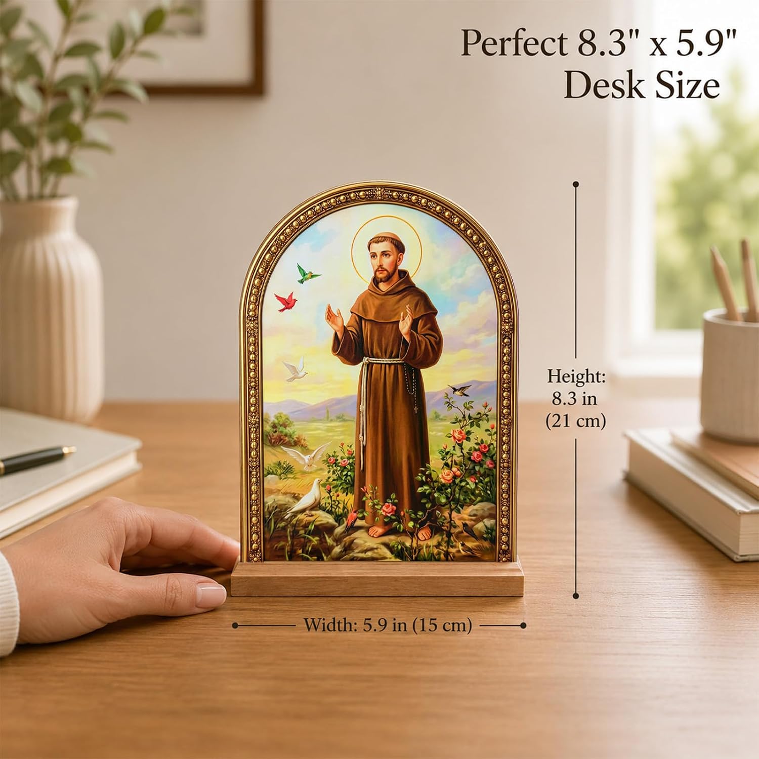 TALPGOD St. Francis Stand Catholic Ornament Statue – Saint Francis Statue Acrylic Tabletop Décor for Home Altar & Desk,Christian Gift for Women & Men,San Francisco de Asis