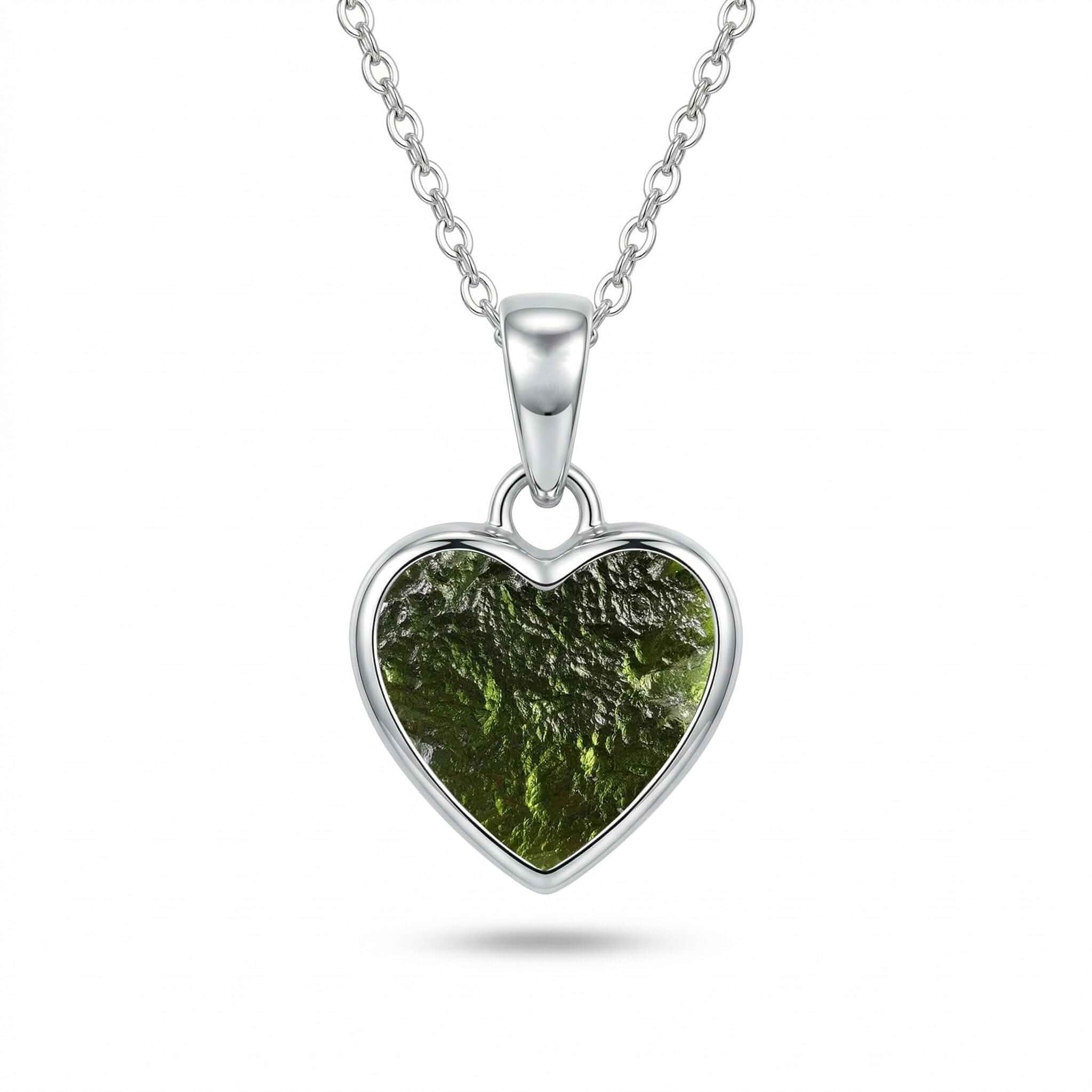 Genuine Raw Moldavite Pendant Necklace 925 Sterling Silver Healing Crystal Raw Moldavite Crystal Necklace Certifed Moldavite From Czech Republic Gift For Her