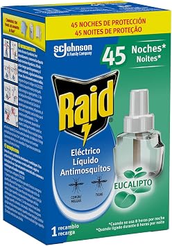 Raid - Replacement for Electric Diffuser Anti Common Mosquitoes and Tiger Aroma Eucalyptus, 45 Nights, 1 Refill