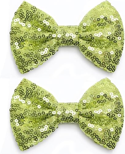 KISZU 4 Inch Sequin Glitter Hair Bows Clips, Sparkling Bling