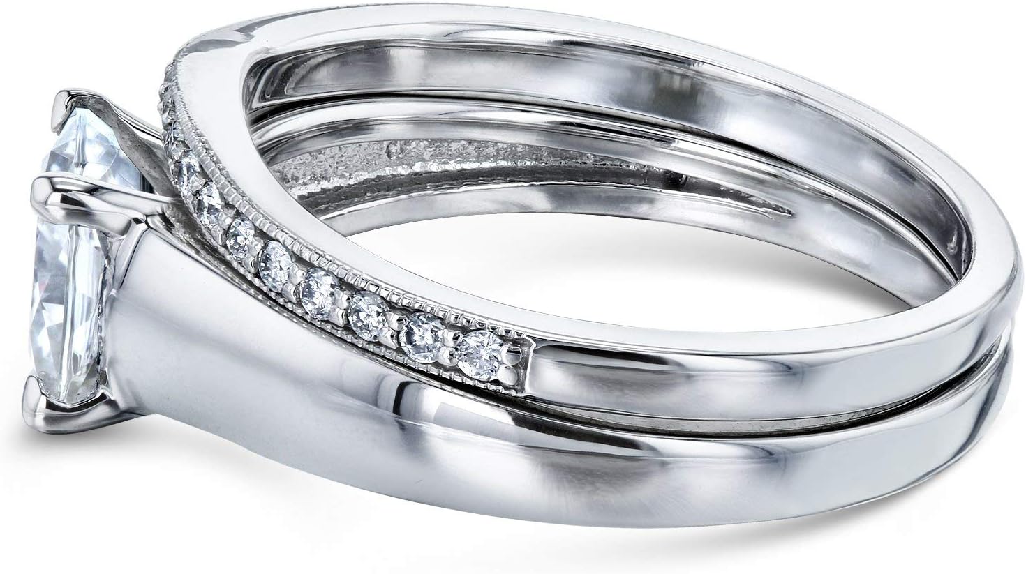 Kobelli Cushion Moissanite Solitaire Band Bridal Set 1 1/4 CTW in 14k White Gold