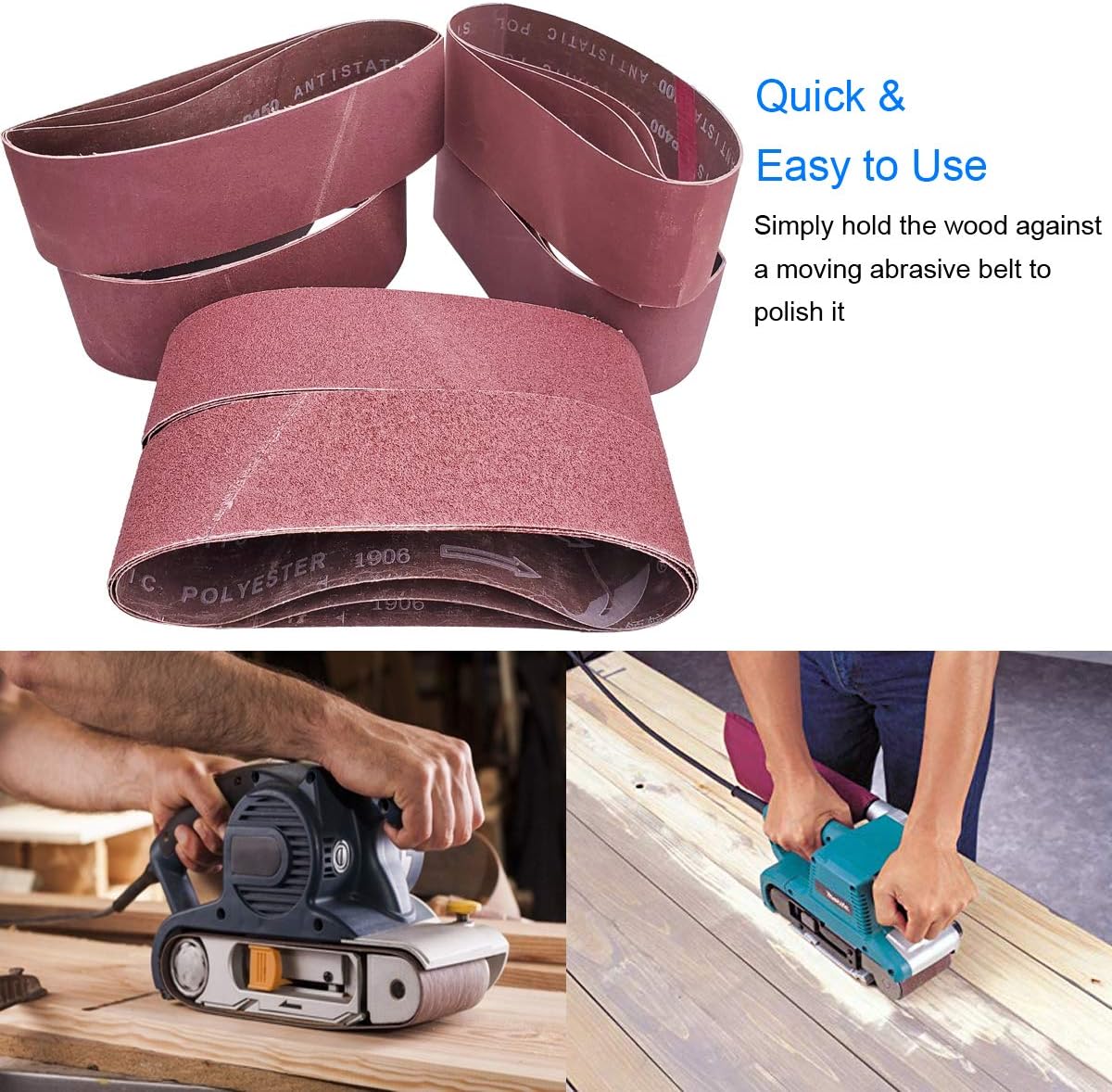 Sackorange 18 PCS 3 inch x 24 inch Abrasive Sanding Belts - 3 Each of 60 80 120 150 240 400 Grit Aluminum Oxide Sander Belts For Belt Sander - - 