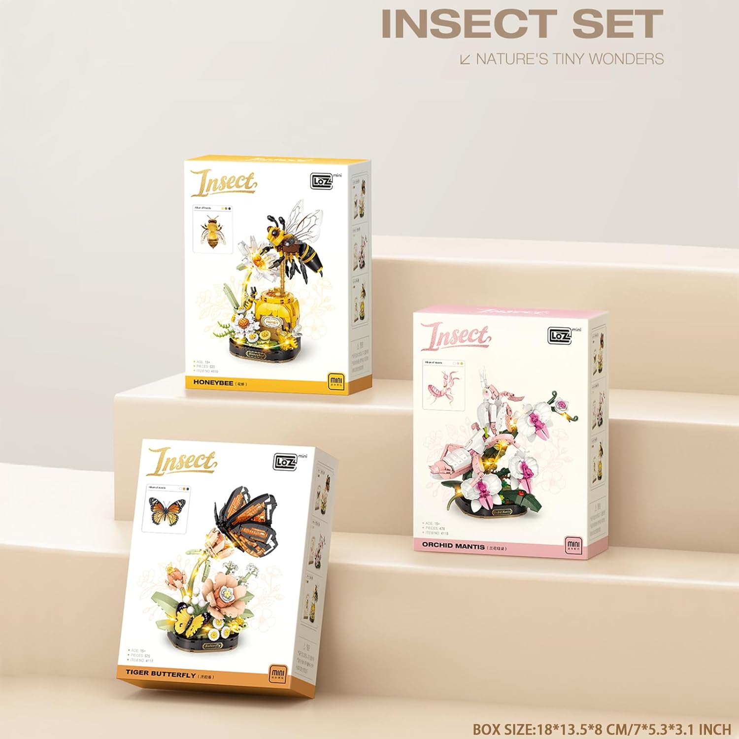 MEIEST Insect Flower Building Blocks Set,Colorful Construction Building Bricks Toy with a Science Popularization Card,Creative Home Decoration (Orchid Mantis)